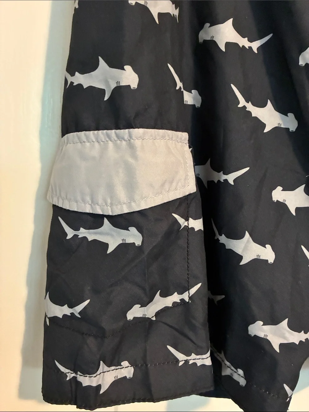 Old Navy Black Swim Trunks with White Shark Print